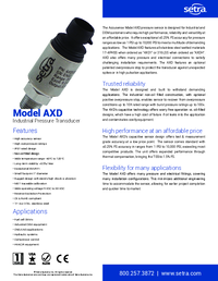 Thumbnail of document Data Sheet - AXD Industrial Pressure Transducer